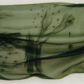 Untitled, 2003, charcoal on paper, black see through fabric, 120x160cm